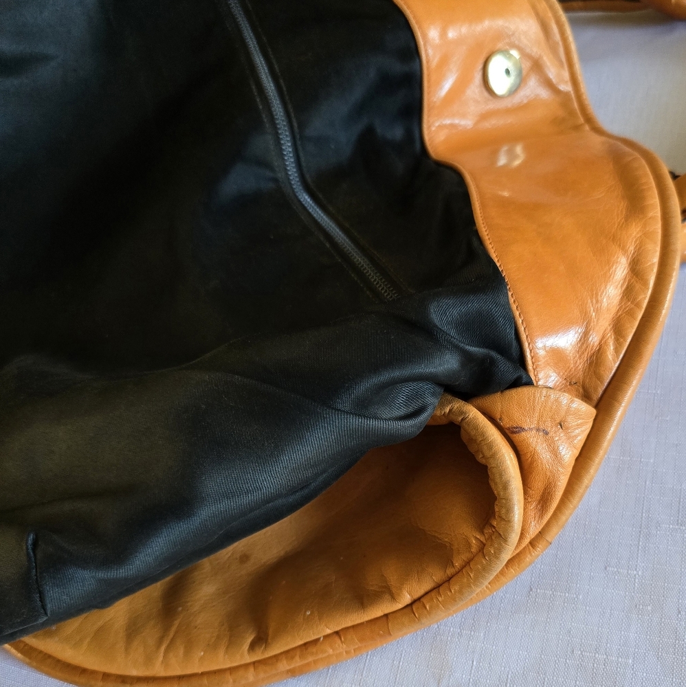 Giovanni Raspini Italian Leather Hobo Creation Ema GG Glossy Apricot Purse Vtg - Picture 9 of 16